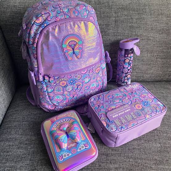 Smiggle Lilac Butterfly Backpack 17 inch