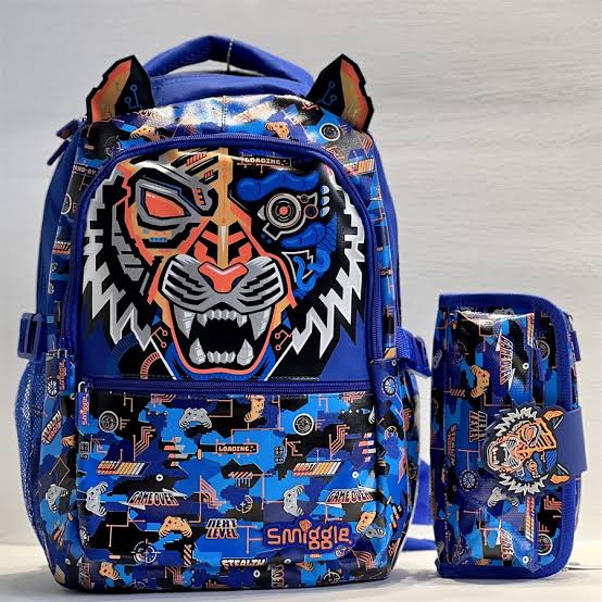 Smiggle Hey There Navy Tiger Backpack 17 inch