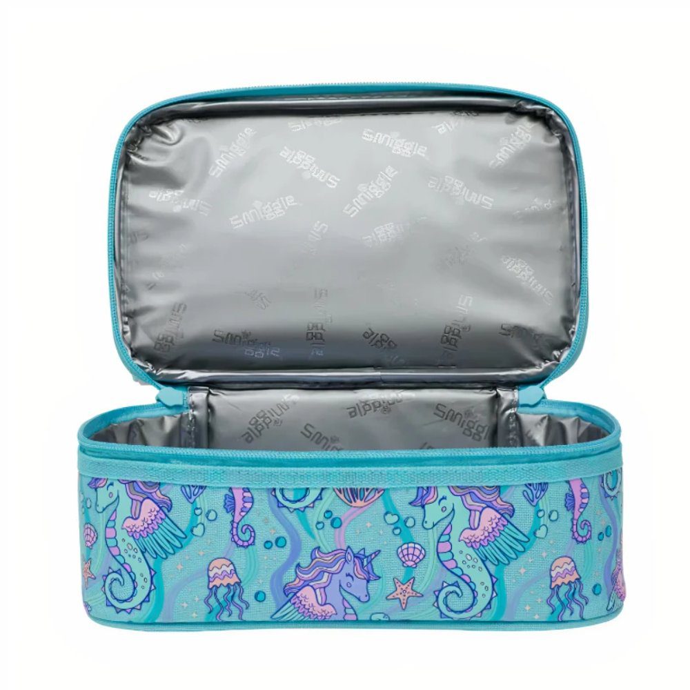 Smiggle Blue Epic Seahorse 18 inch backpack + Lunch Bag Double Decker