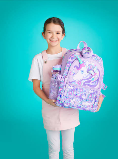 Smiggle Purple Unicorn 17 inch Backpack