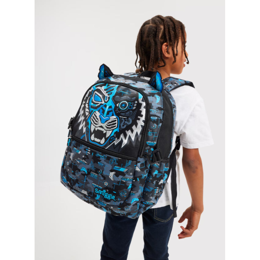 Smiggle Tiger Blue Backpack 17 inch
