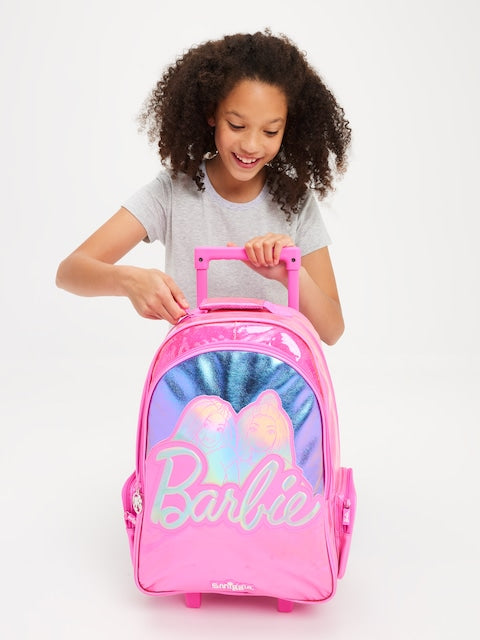 Smiggle Barbie Light Up Trolley Backpack 18 inch + Lunch Bag