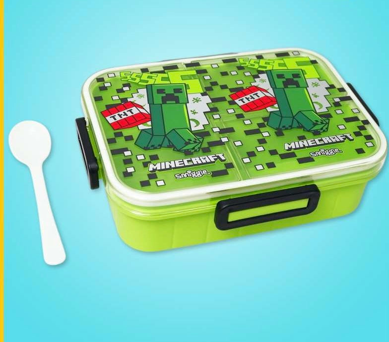Smiggle MineCraft Bento Bpa 1400Ml Free 3 partition lunch box