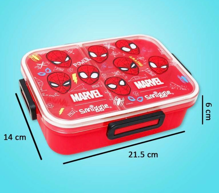Smiggle Marvel Bento Bpa 1400Ml Free 3 partition lunch box