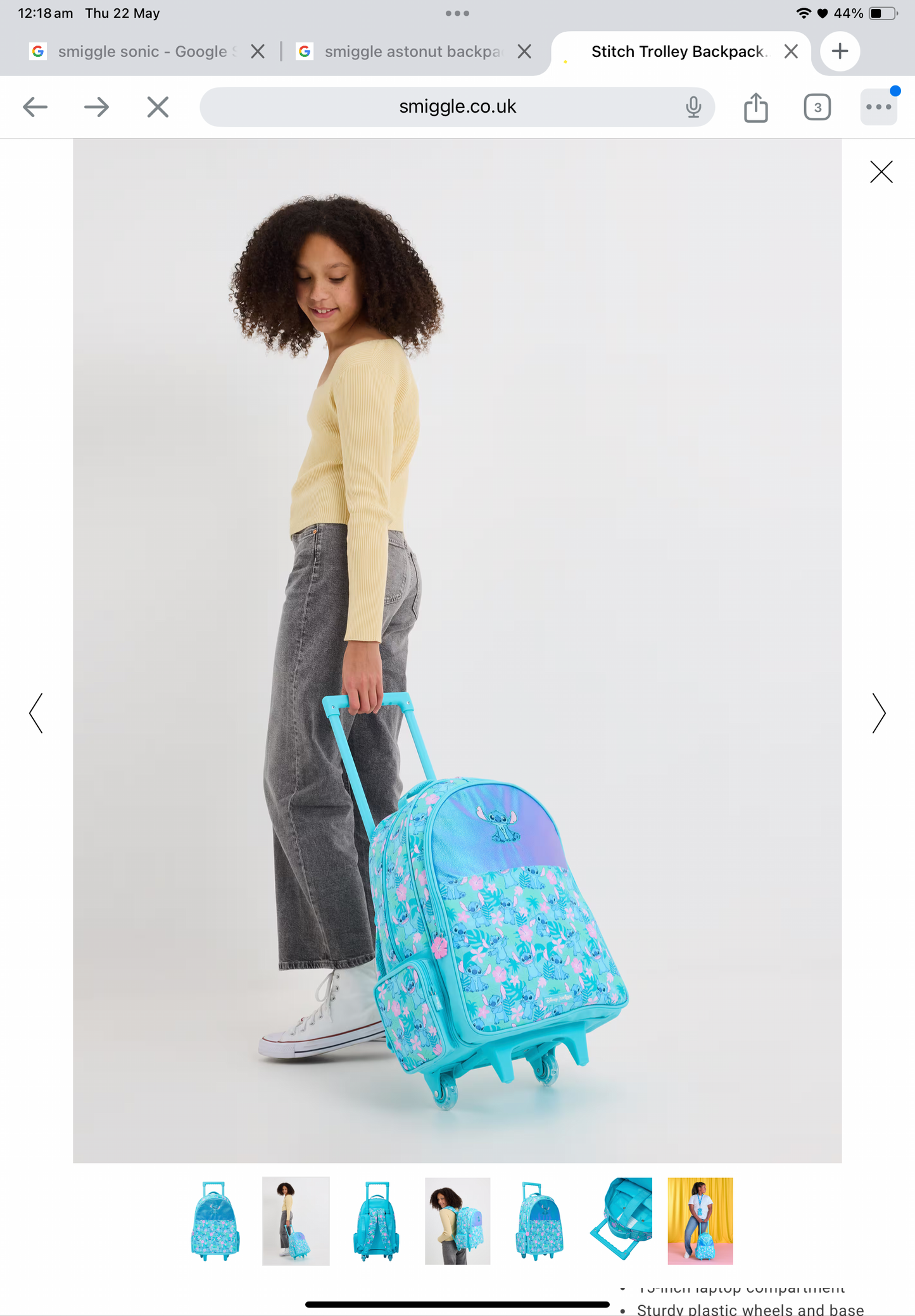 Smiggle Stitch Trolley With Light Up Wheels Bundle 4 Pieces 18 inch