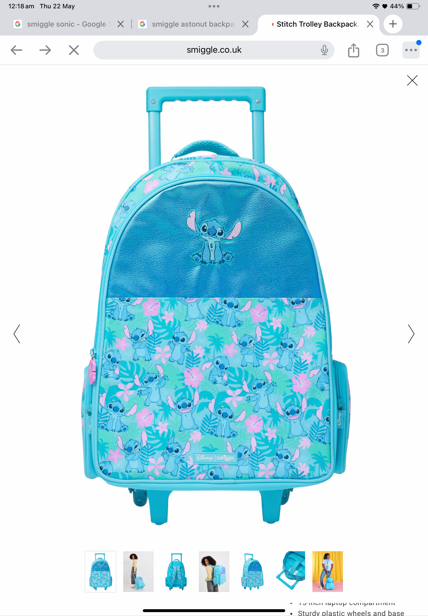 Smiggle Stitch Trolley With Light Up Wheels Bundle 4 Pieces 18 inch