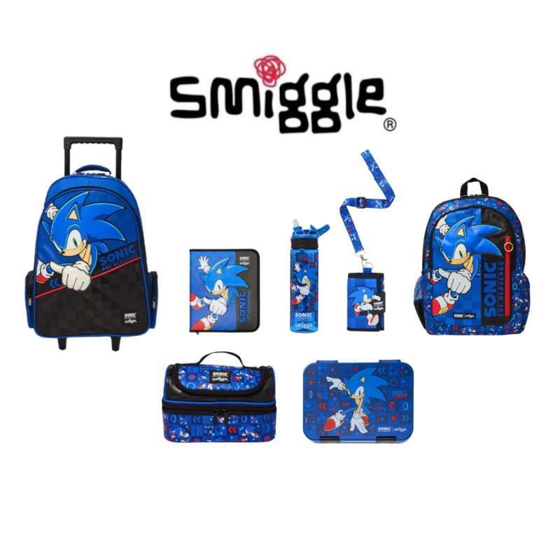 Smiggle Sonic Trolley Backpack With Light Up Wheels 18 inch