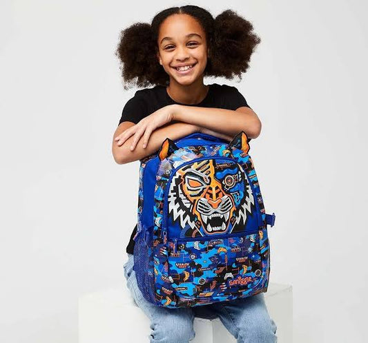 Smiggle Hey There Navy Tiger Backpack 17 inch