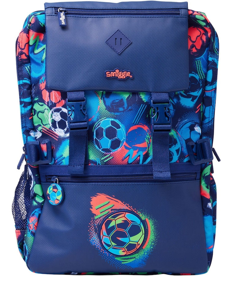 Smiggle Football Blue Backpack 18 inch
