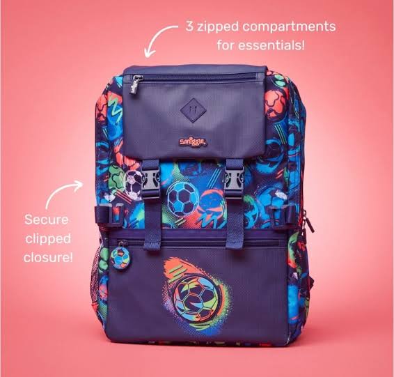 Smiggle Football Blue Backpack 18 inch