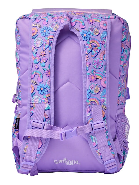 Smiggle Lilac Butterfly 18 inch Backpack + Hard Top Lunch Bag