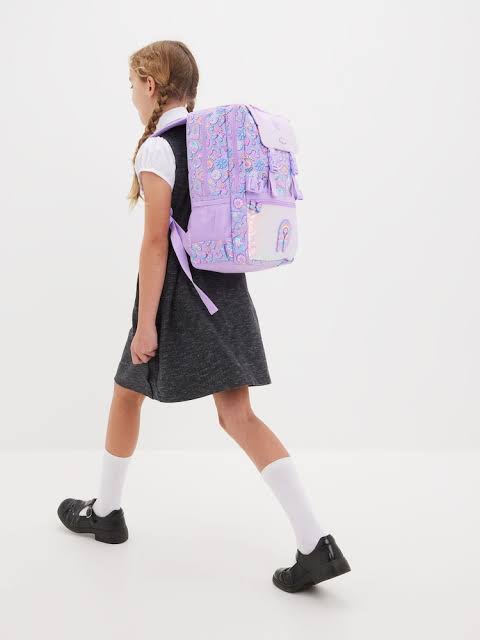 Smiggle Lilac Butterfly 18 inch Backpack + Hard Top Lunch Bag