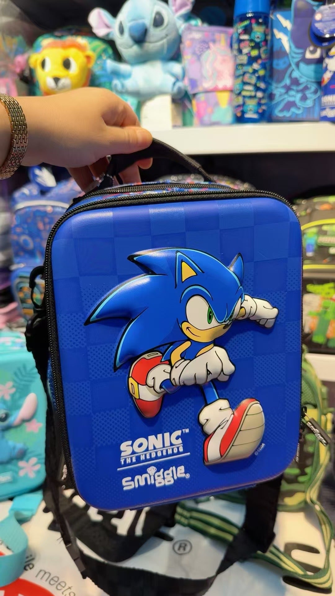 Smiggle Sonic Hardtop Double Decker Lunchbag With Strap