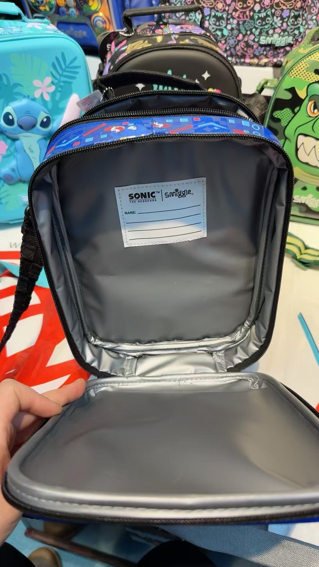 Smiggle Sonic Hardtop Double Decker Lunchbag With Strap