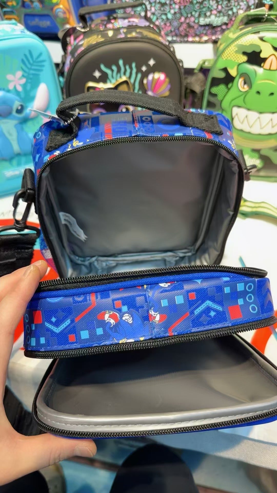 Smiggle Sonic Hardtop Double Decker Lunchbag With Strap