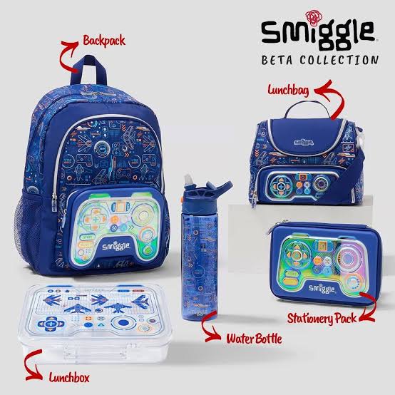 Smiggle Blue Beta 17 inch 3 Pieces Bundle