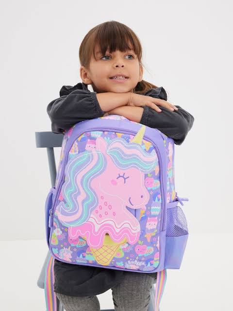 Smiggle Purple Hi There Unicorn Junior 15 inch Backpack