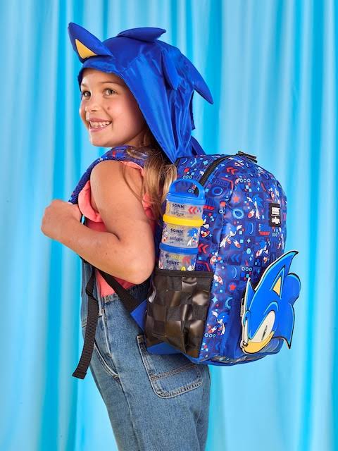 Smiggle Sonic Junior Character Hoodie Backpack 14 inch