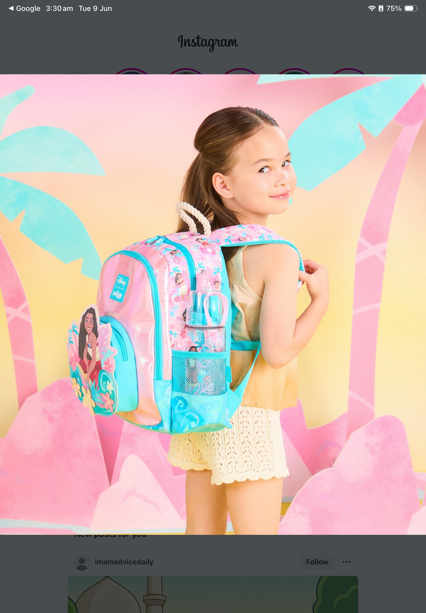 Smiggle Moana Junior backpack 15 inch