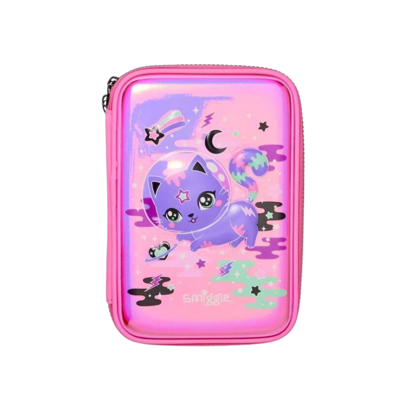 Smiggle Pink Wild Cat Hardtop Pencil case