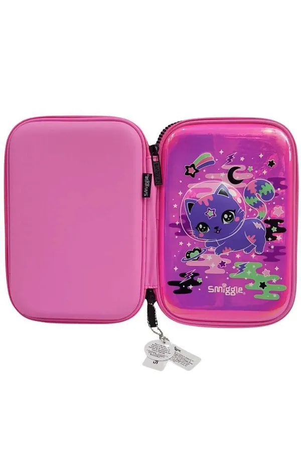 Smiggle Pink Wild Cat Hardtop Pencil case
