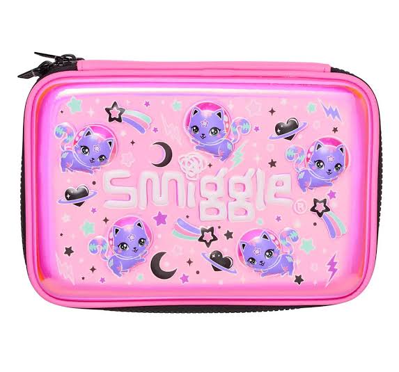 Smiggle Pink Wild Cat Hardtop Pencil case