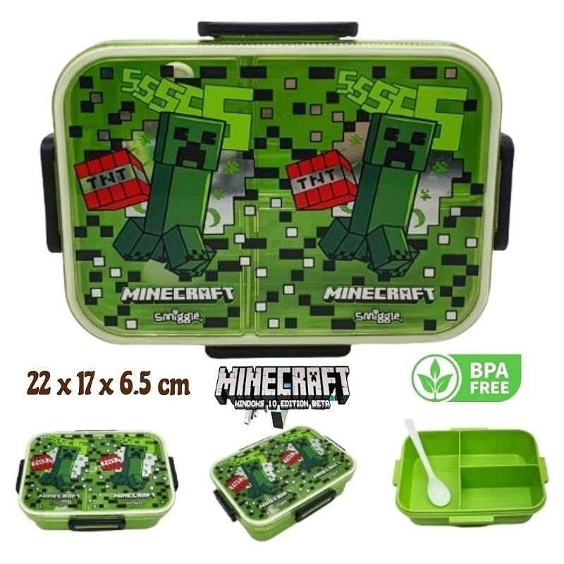 Smiggle MineCraft Bento Bpa 1400Ml Free 3 partition lunch box