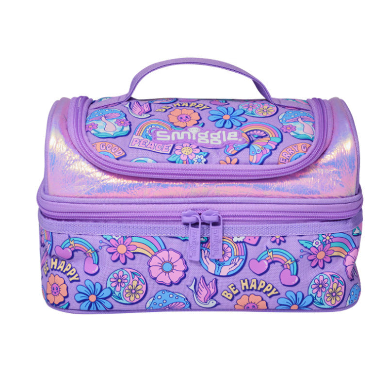 Smiggle Lilac Butterfly Lunch Bag Double Decker