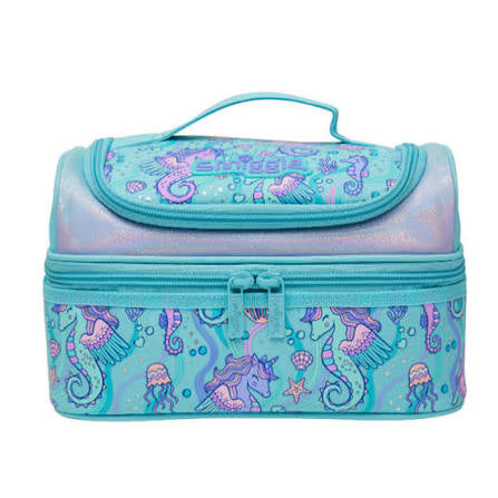 Smiggle Blue Epic Seahorse 18 inch backpack + Lunch Bag Double Decker