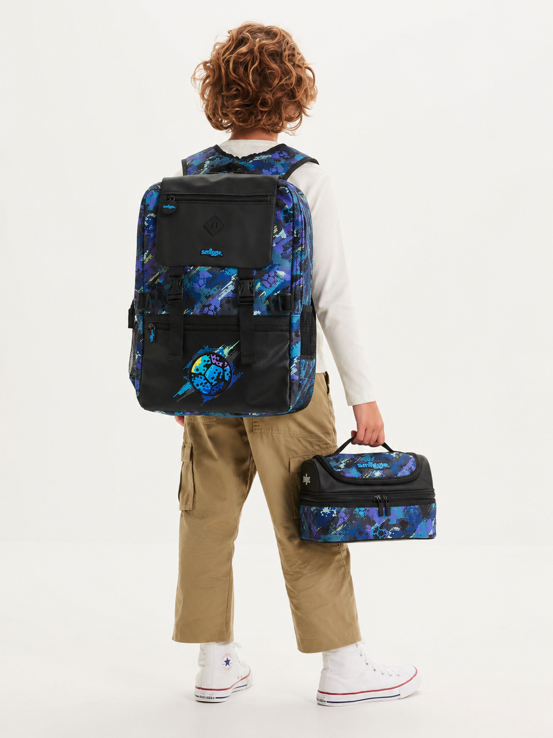 Smiggle Trailblazer 18 inch Backpack + Double Decker Lunchbox