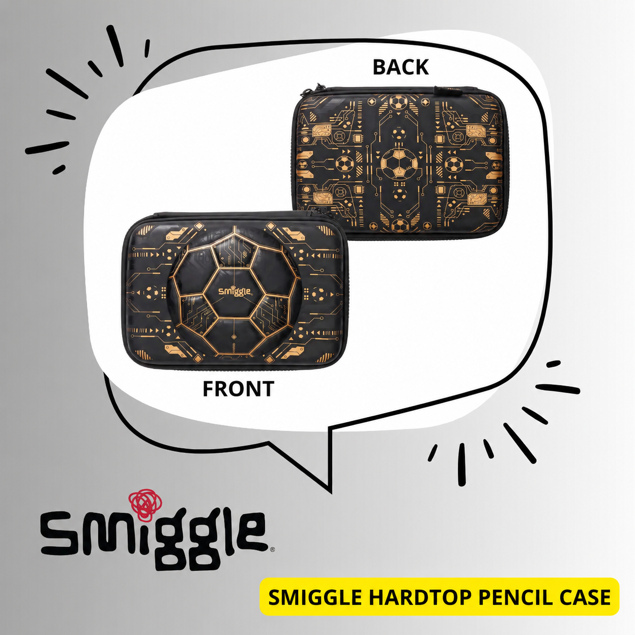 Smiggle Livewire Football Hardtop Pencil Case