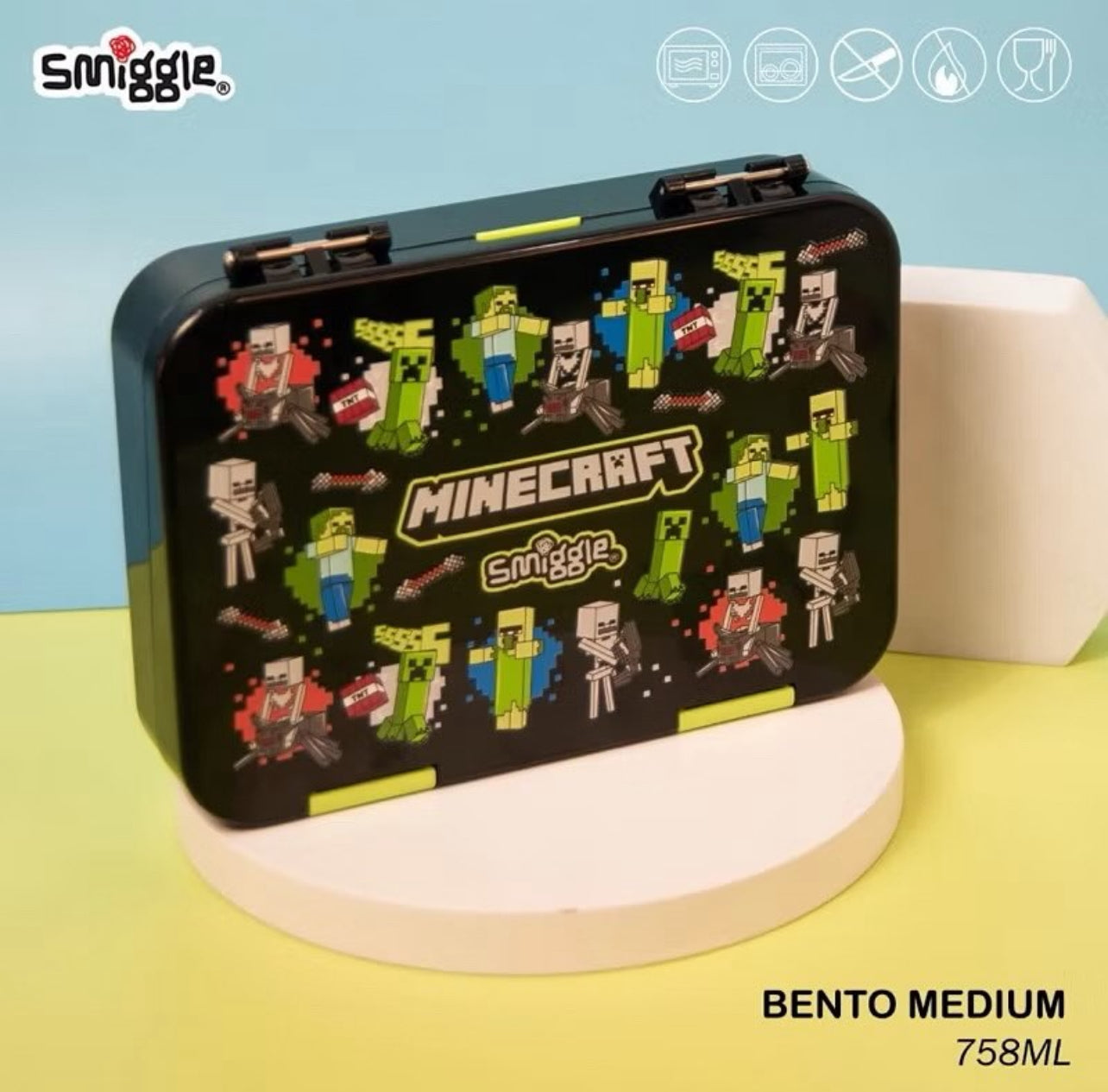 Smiggle MineCraft lunch Box Bento Bpa Free
