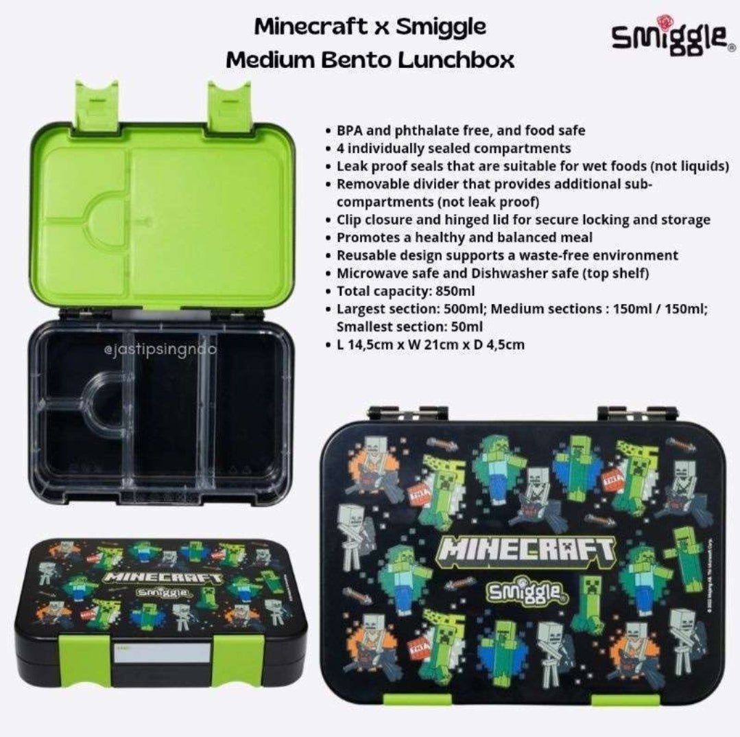 Smiggle MineCraft lunch Box Bento Bpa Free
