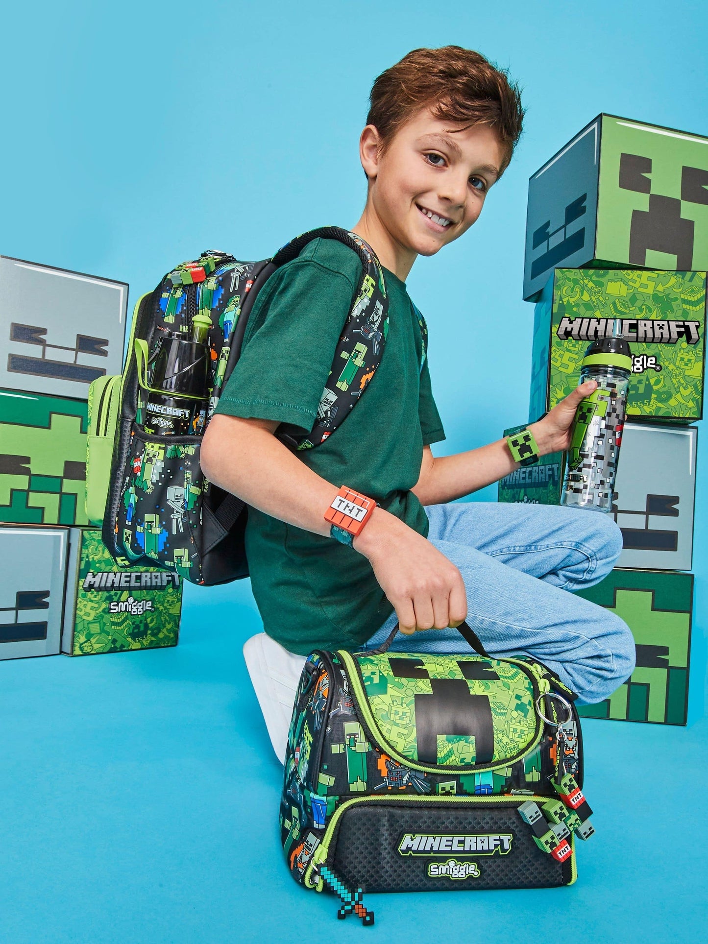 Smiggle Minecraft Double Decker Lunchbag With Strap