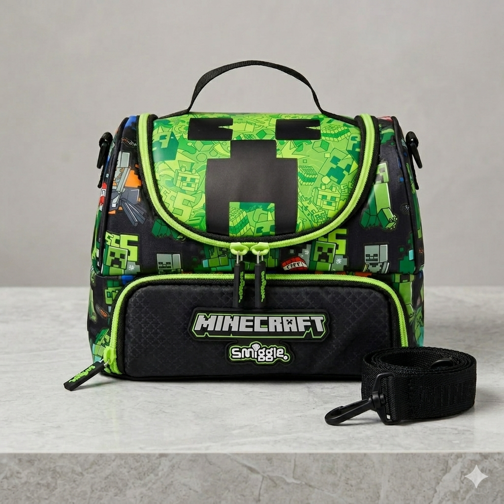 Smiggle Minecraft Double Decker Lunchbag With Strap