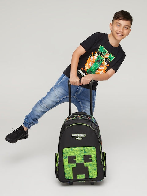 Smiggle Minecraft Trolley 18 inch with LED lights School bag