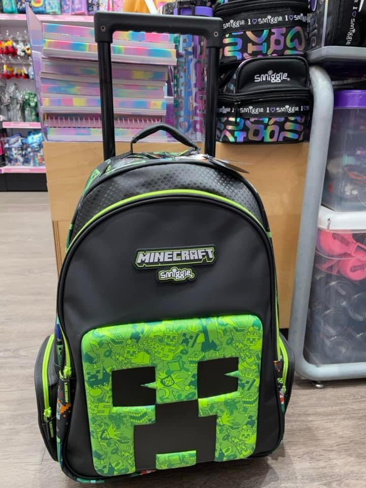 Smiggle Minecraft Trolley 18 inch with LED lights School bag