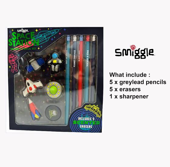 Smiggle Space Eraser & Pencil Set